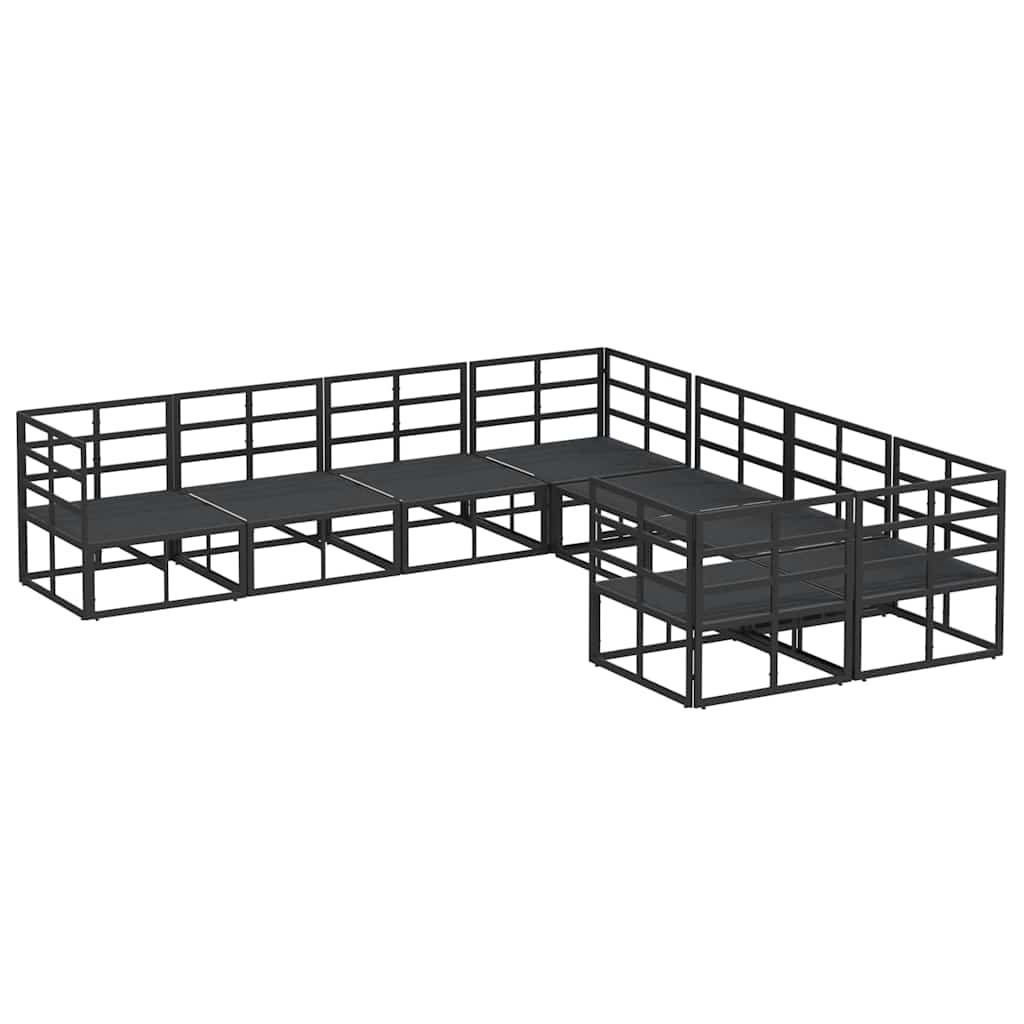 vidaXL Zestaw Sof na Ogród z poduszką 8 pcs Czarny Stal