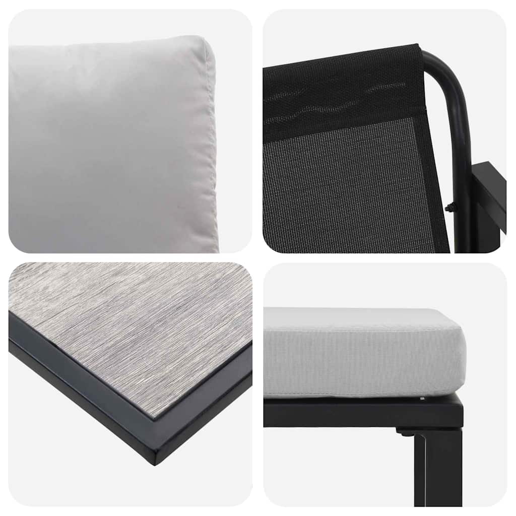 vidaXL Zestaw Sof na Ogród z poduszką 6 pcs Czarny Stal