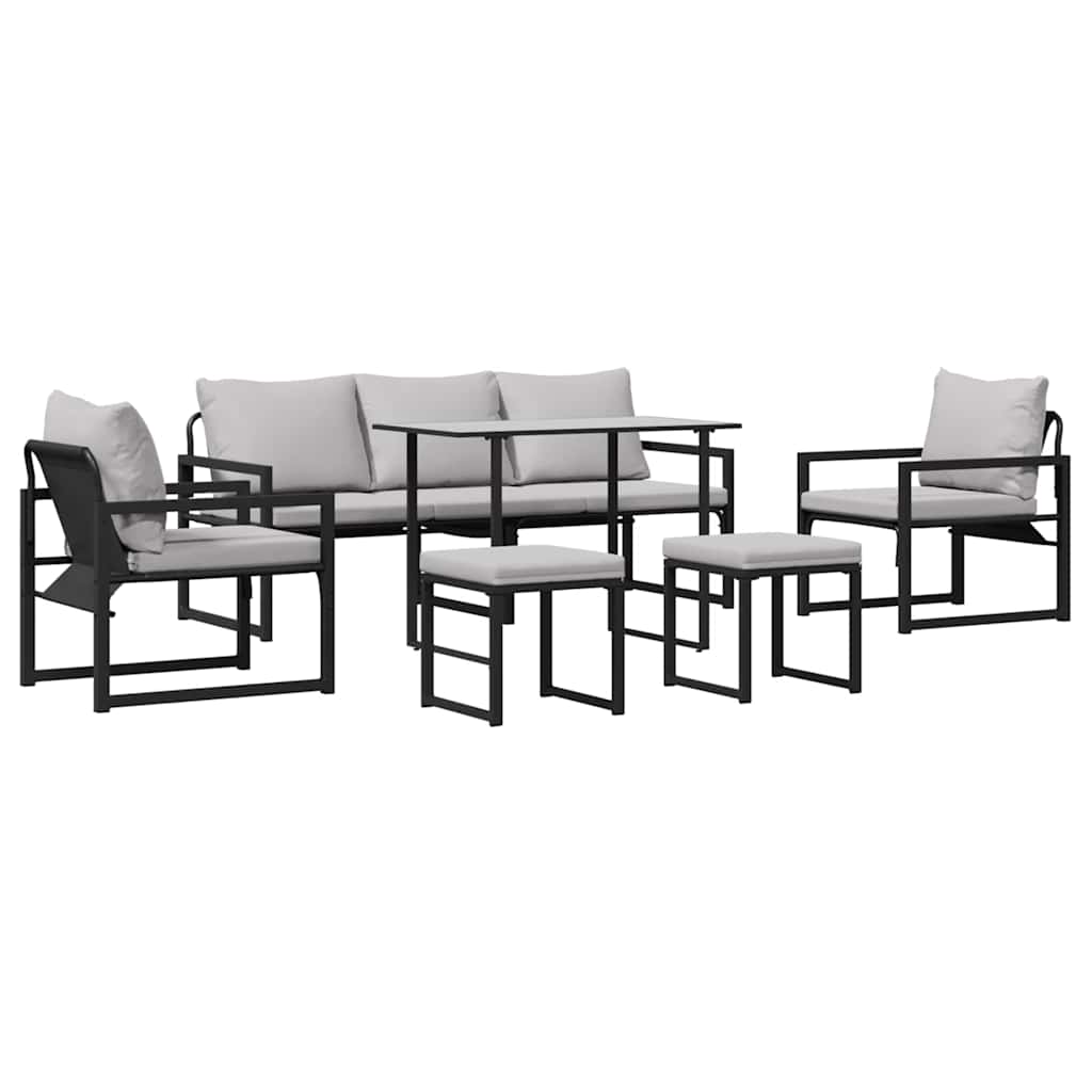 vidaXL Zestaw Sof na Ogród z poduszką 6 pcs Czarny Stal