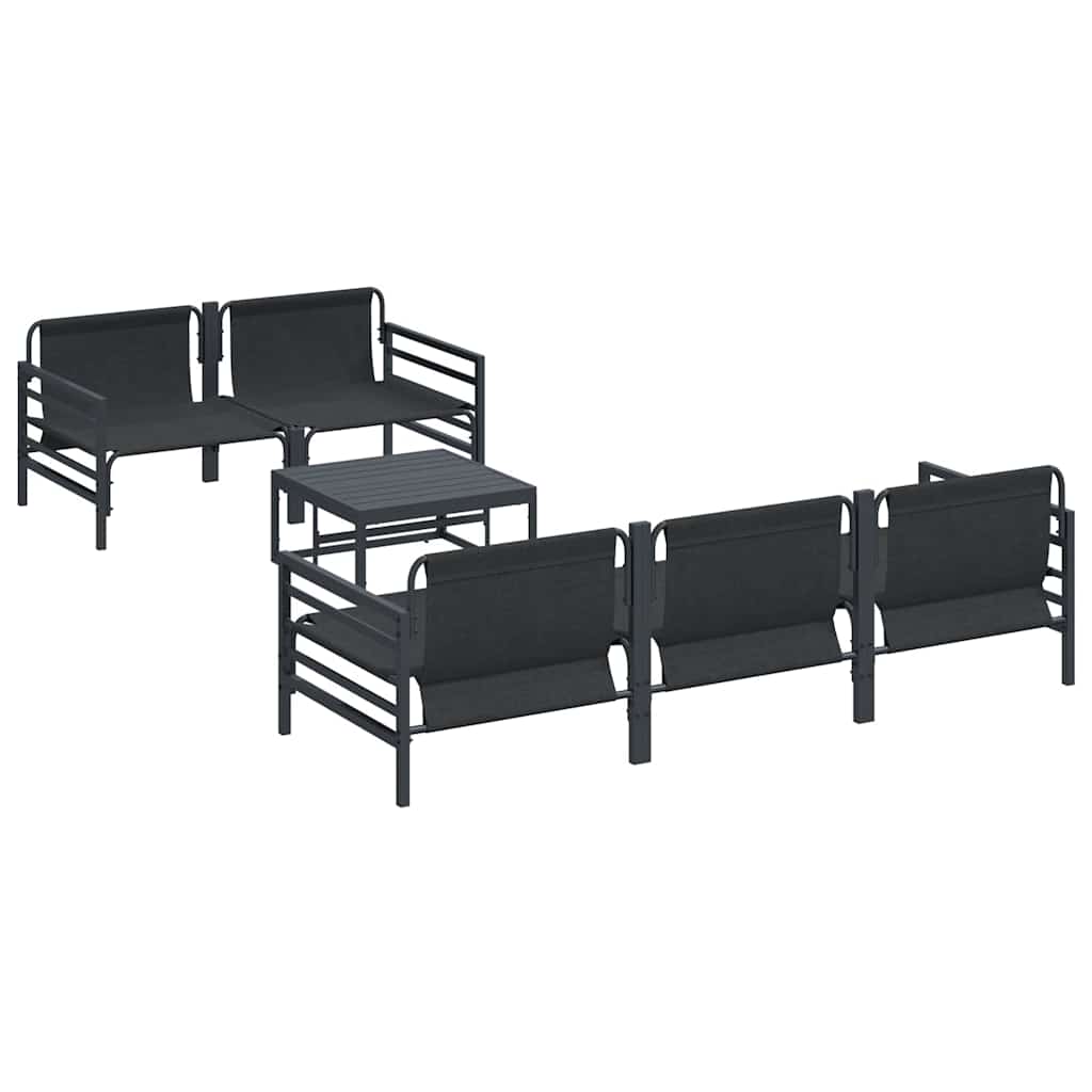 vidaXL Zestaw Sof na Ogród z poduszką 6 pcs Czarny Stal