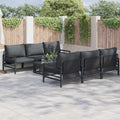vidaXL Zestaw Sof na Ogród z poduszką 7 pcs Czarny Stal