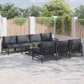 vidaXL Zestaw Sof na Ogród z poduszką 8 pcs Czarny Stal