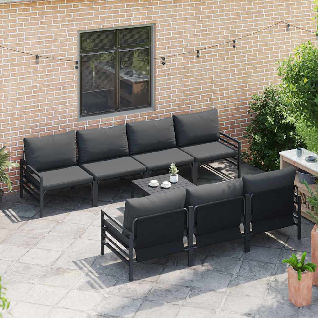 vidaXL Zestaw Sof na Ogród z poduszką 8 pcs Czarny Stal
