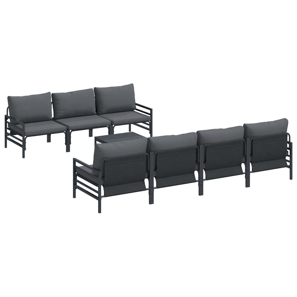 vidaXL Zestaw Sof na Ogród z poduszką 8 pcs Czarny Stal