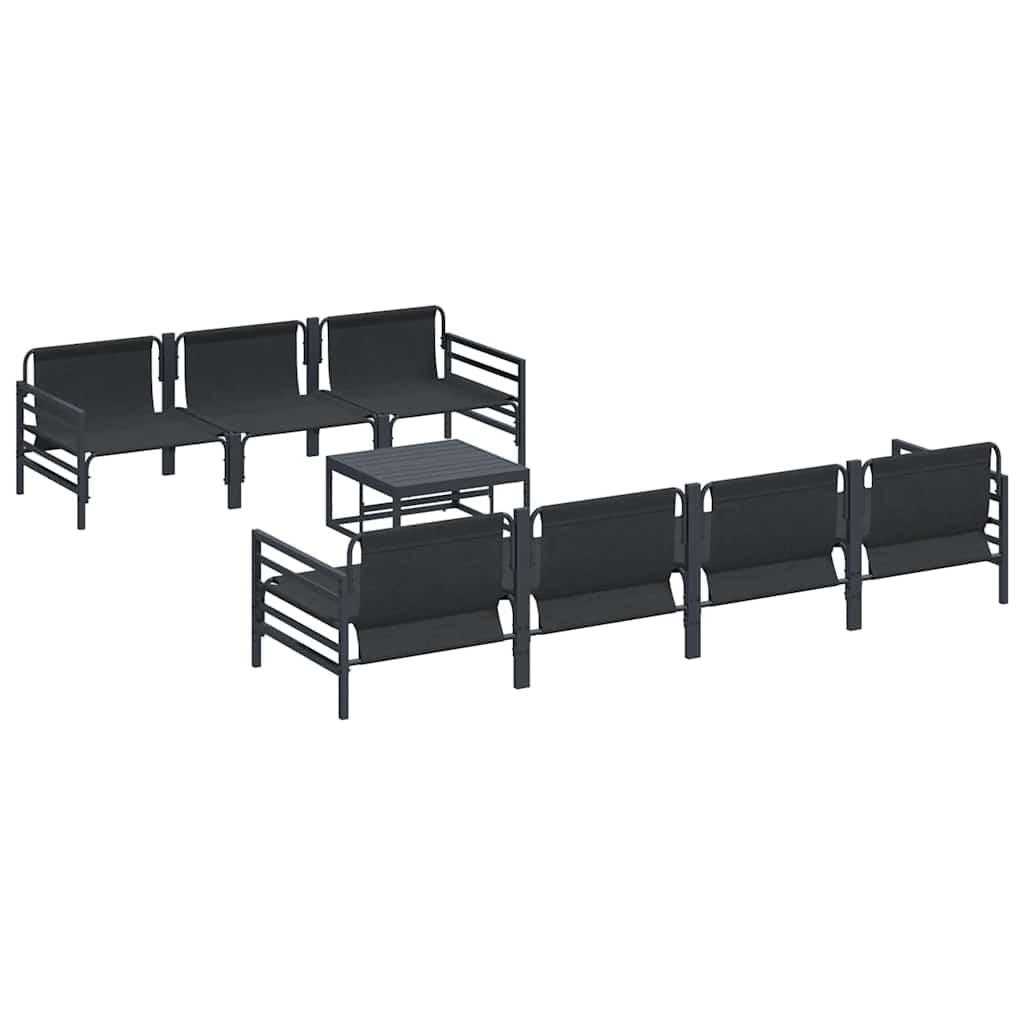 vidaXL Zestaw Sof na Ogród z poduszką 8 pcs Czarny Stal