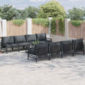 vidaXL Zestaw Sof na Ogród z poduszką 9 pcs Czarny Stal