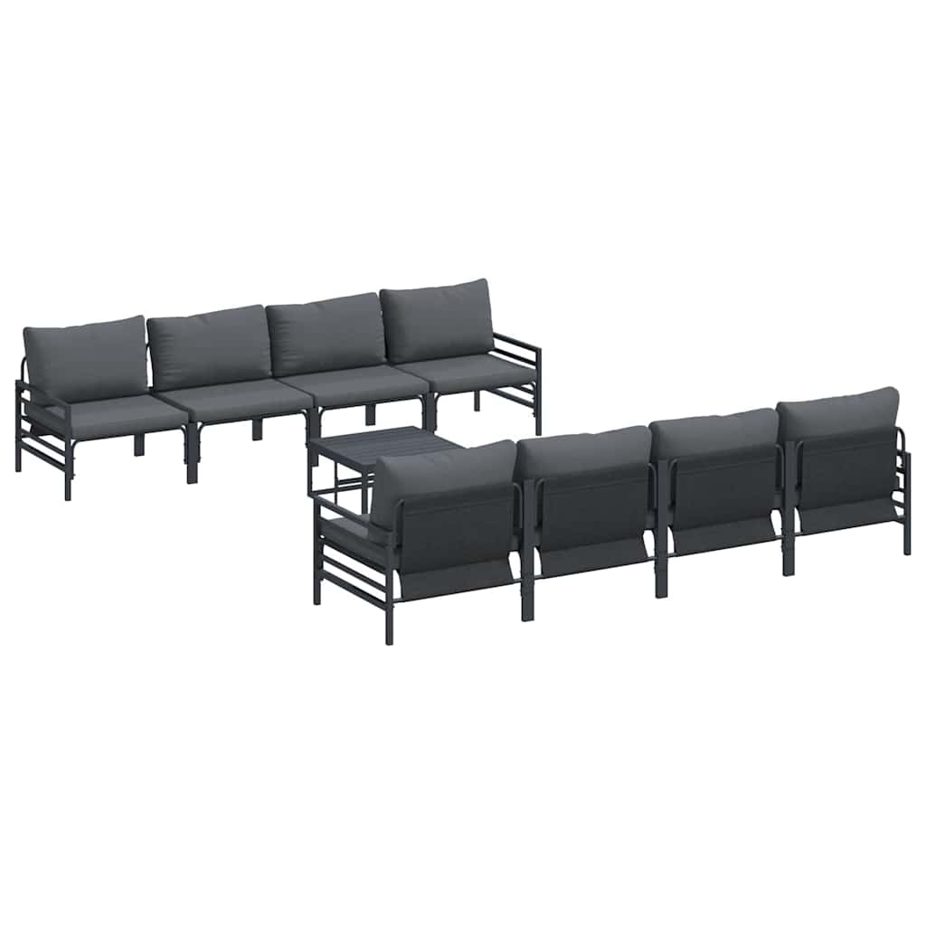 vidaXL Zestaw Sof na Ogród z poduszką 9 pcs Czarny Stal