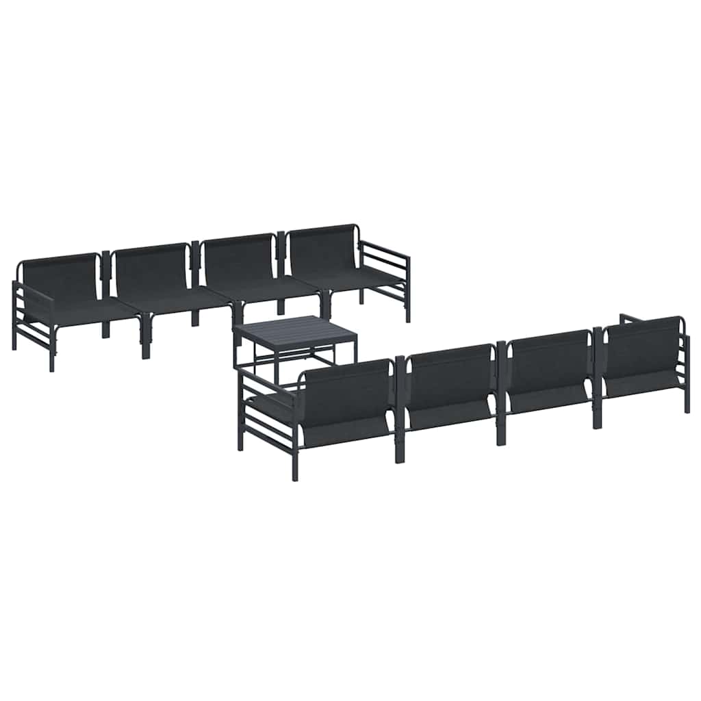 vidaXL Zestaw Sof na Ogród z poduszką 9 pcs Czarny Stal