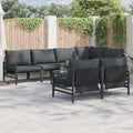 vidaXL Zestaw Sof na Ogród z poduszką 7 pcs Czarny Stal