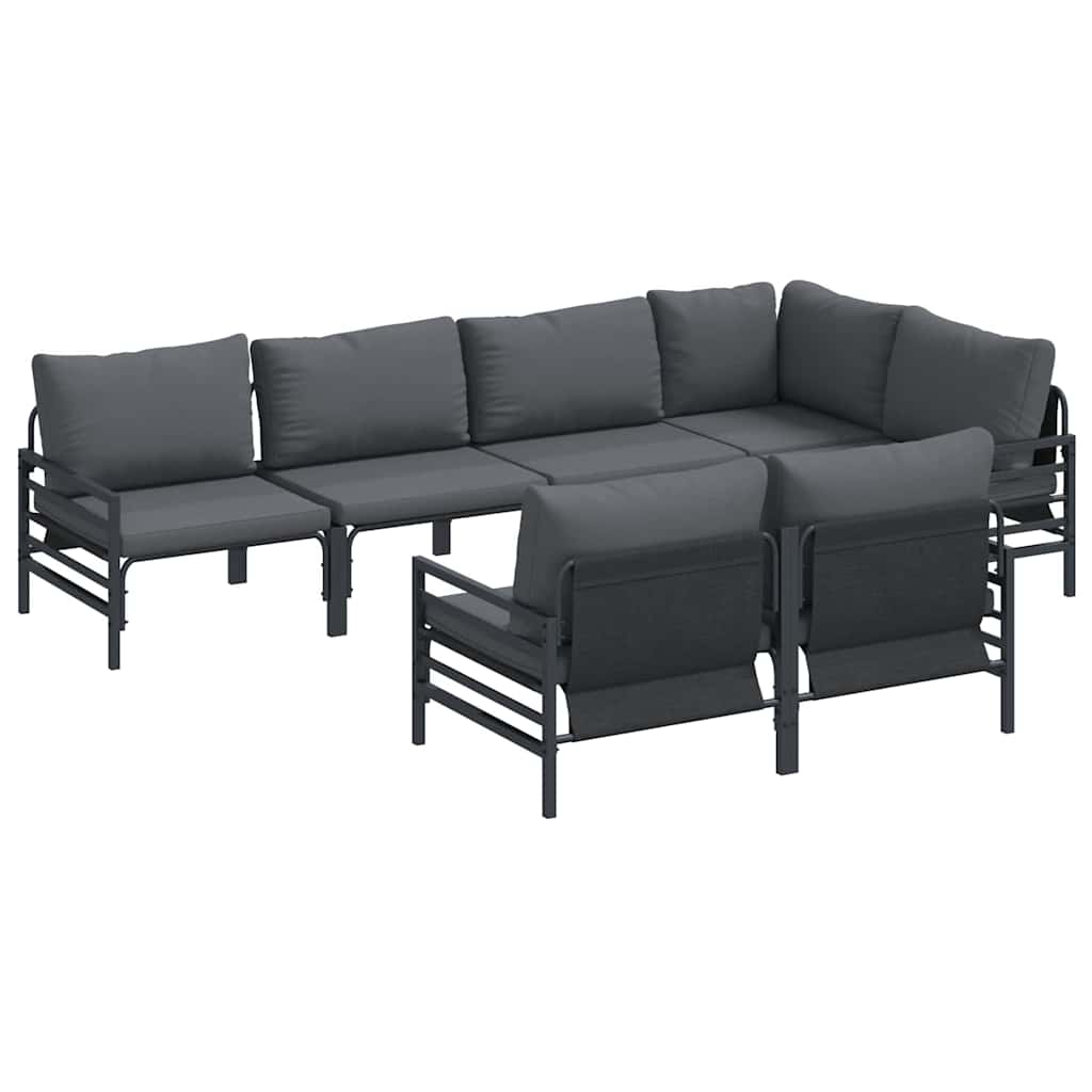 vidaXL Zestaw Sof na Ogród z poduszką 7 pcs Czarny Stal