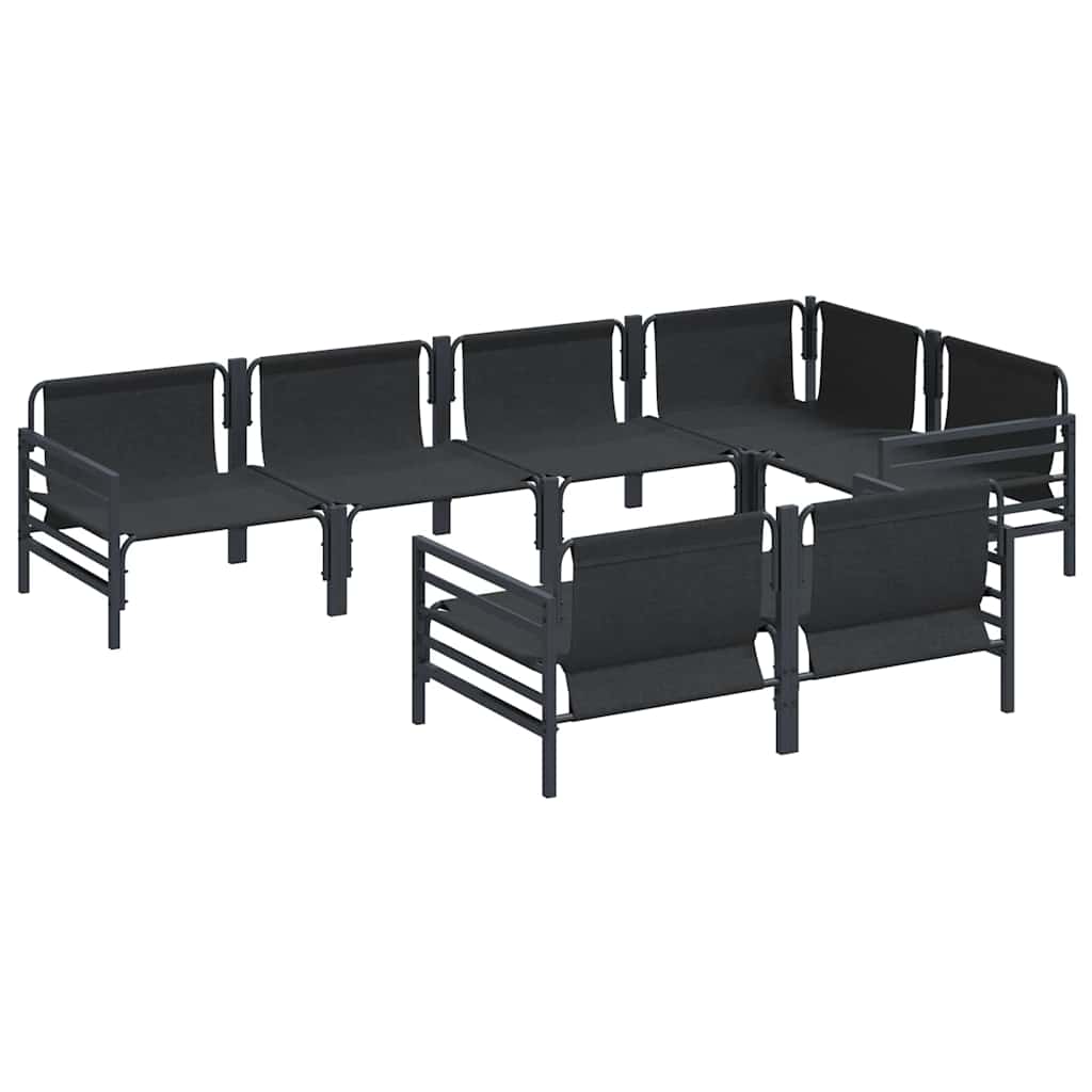 vidaXL Zestaw Sof na Ogród z poduszką 7 pcs Czarny Stal