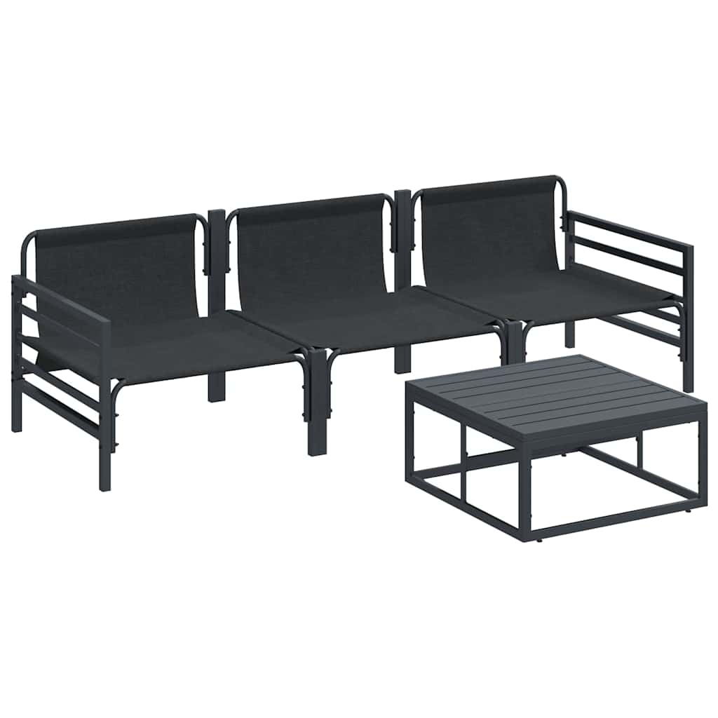 vidaXL Zestaw Sof na Ogród z poduszką 4 pcs Czarny Stal