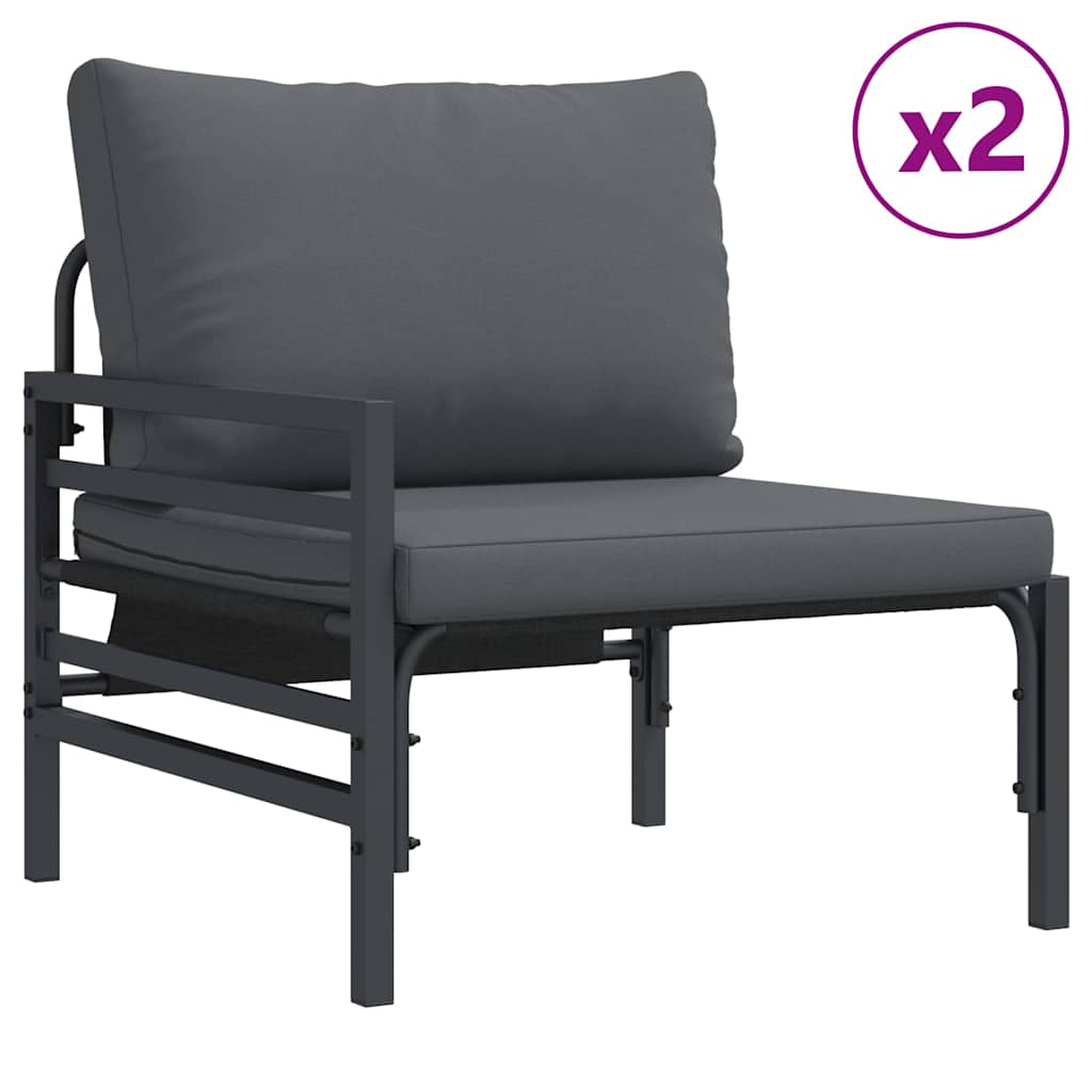 vidaXL Zestaw Sof na Ogród z poduszką 4 pcs Czarny Stal