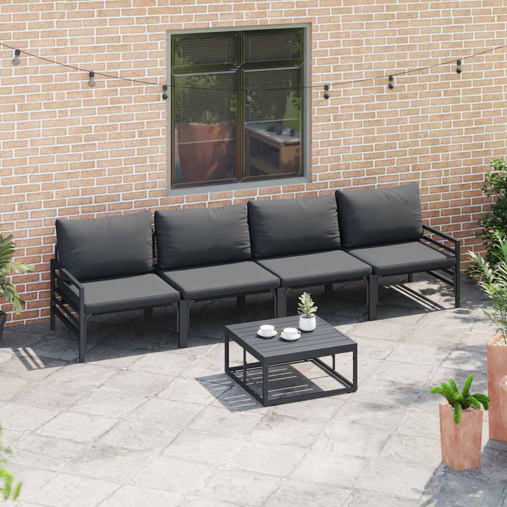 vidaXL Zestaw Sof na Ogród z poduszką 4 pcs Czarny Stal