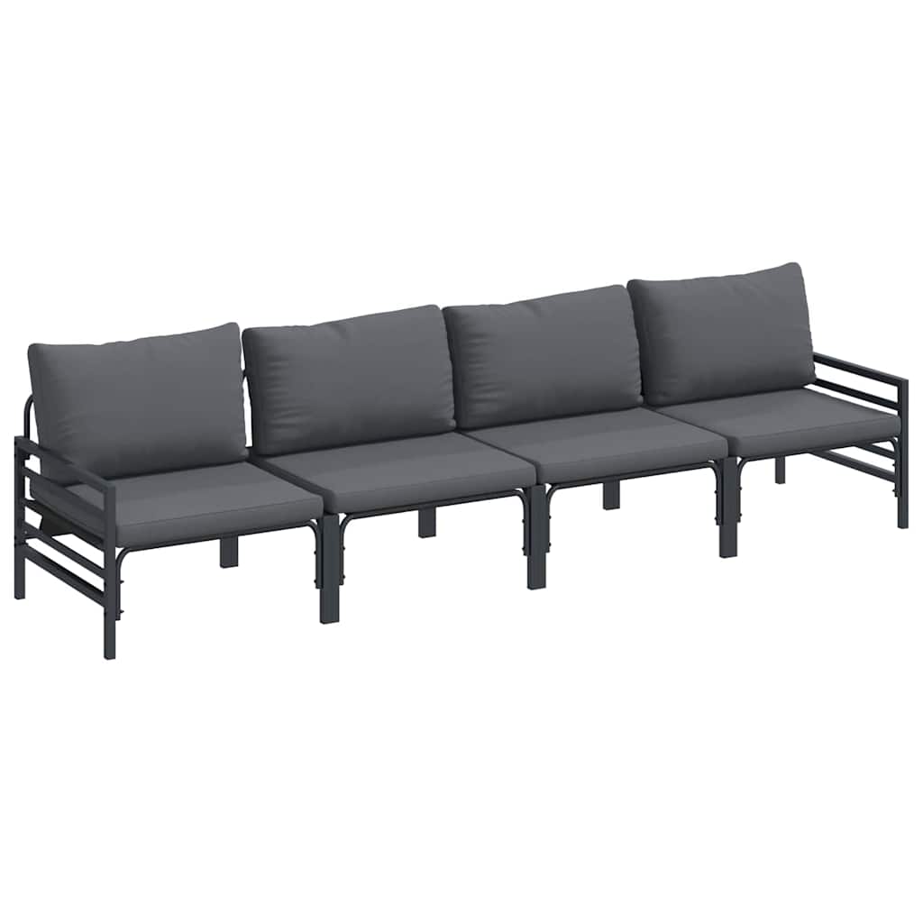 vidaXL Zestaw Sof na Ogród z poduszką 4 pcs Czarny Stal