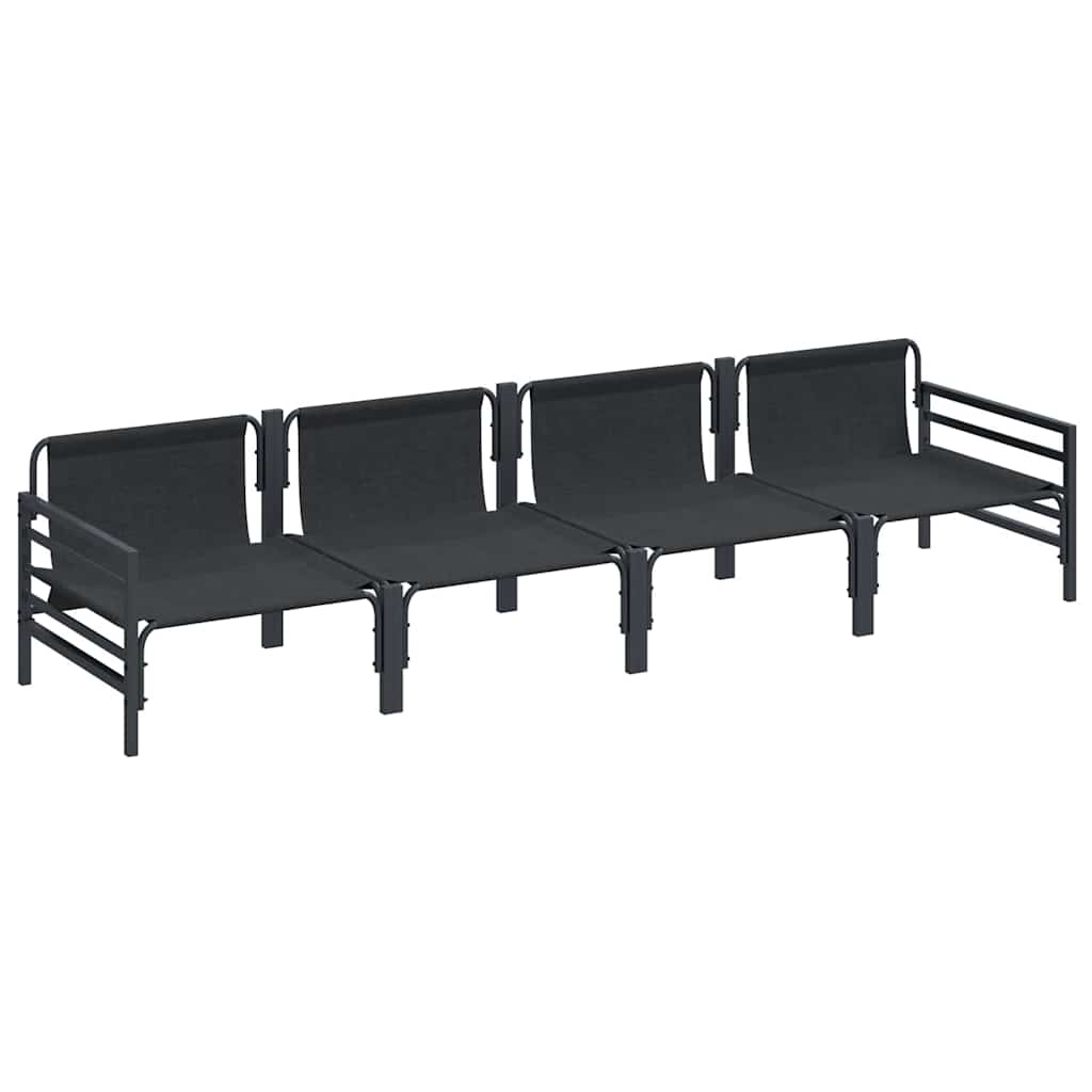 vidaXL Zestaw Sof na Ogród z poduszką 4 pcs Czarny Stal