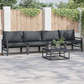 vidaXL Zestaw Sof na Ogród z poduszką 5 pcs Czarny Stal