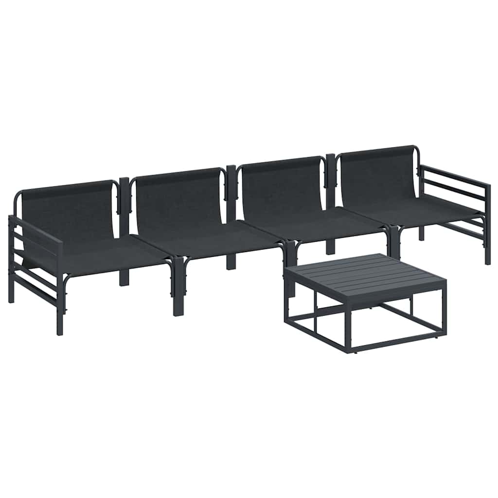 vidaXL Zestaw Sof na Ogród z poduszką 5 pcs Czarny Stal