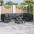 vidaXL Zestaw Sof na Ogród z poduszką 6 pcs Czarny Stal