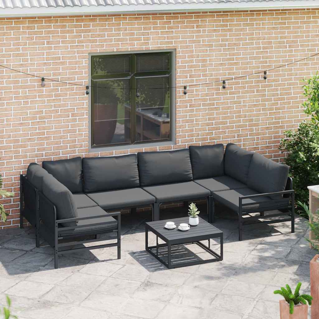 vidaXL Zestaw Sof na Ogród z poduszką 6 pcs Czarny Stal