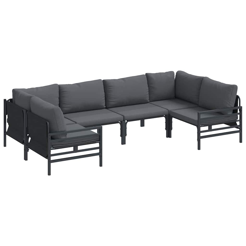 vidaXL Zestaw Sof na Ogród z poduszką 6 pcs Czarny Stal