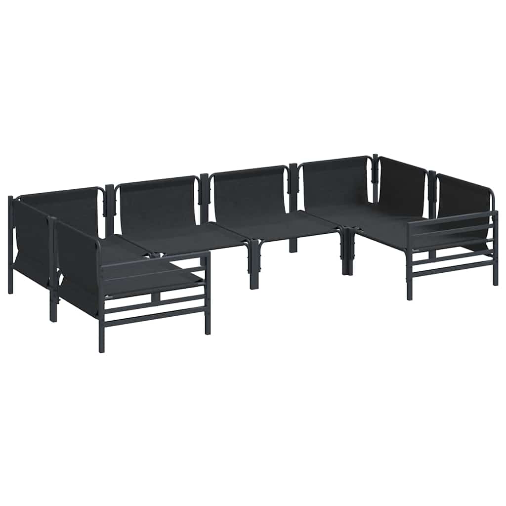 vidaXL Zestaw Sof na Ogród z poduszką 6 pcs Czarny Stal