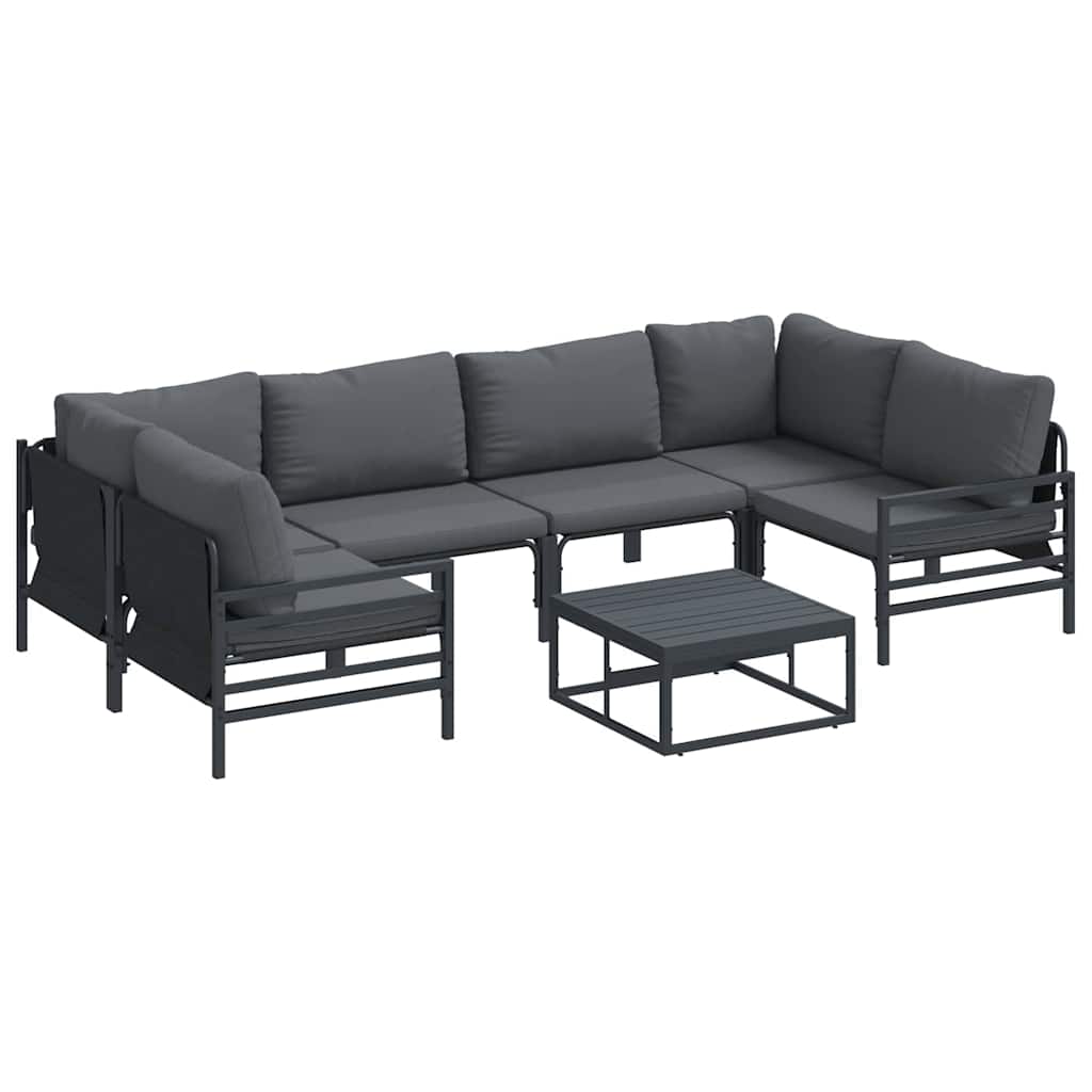 vidaXL Zestaw Sof na Ogród z poduszką 7 pcs Czarny Stal