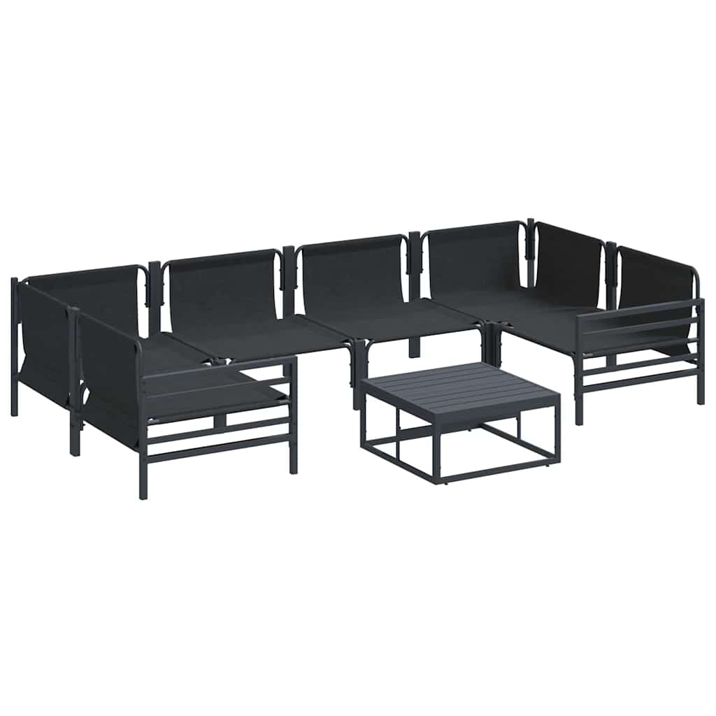 vidaXL Zestaw Sof na Ogród z poduszką 7 pcs Czarny Stal