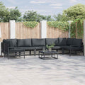 vidaXL Zestaw Sof na Ogród z poduszką 7 pcs Czarny Stal