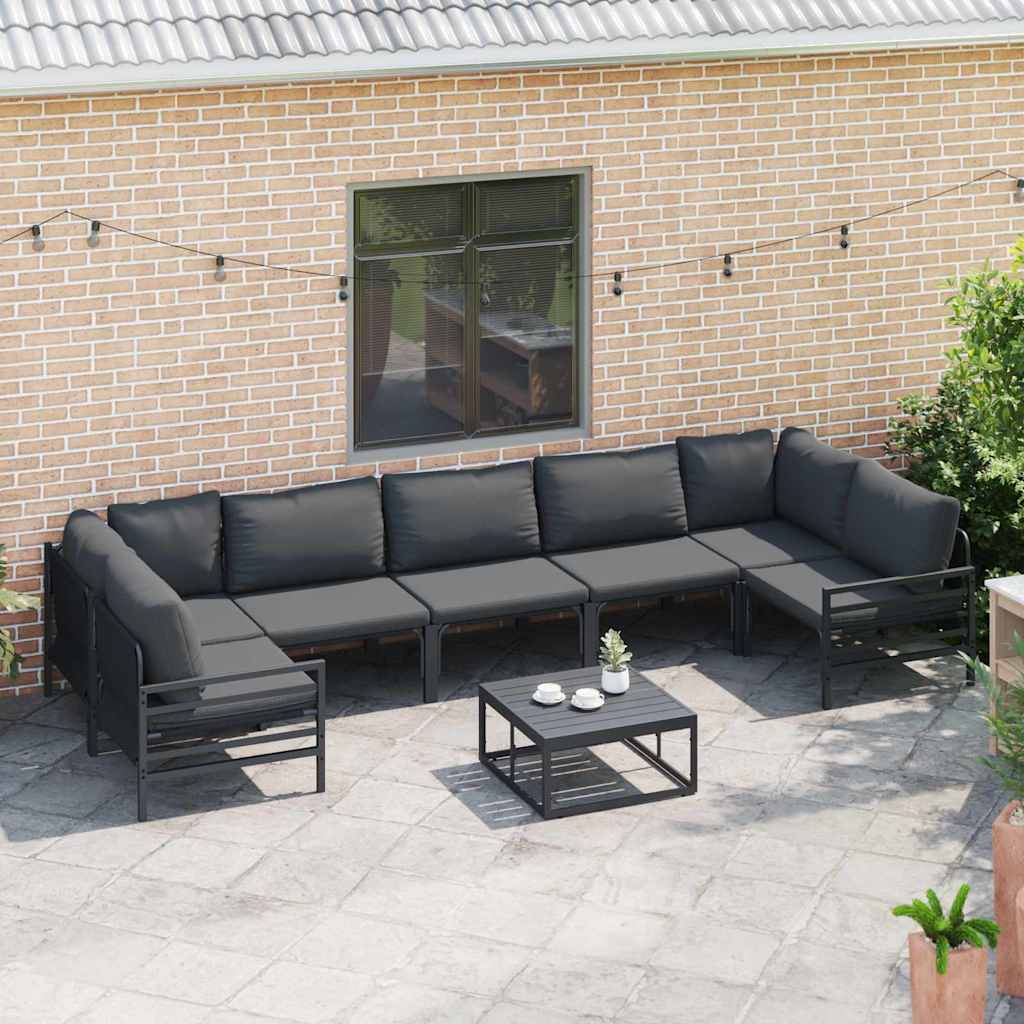 vidaXL Zestaw Sof na Ogród z poduszką 7 pcs Czarny Stal