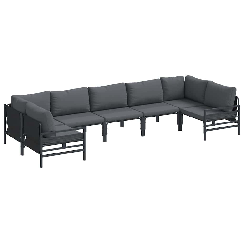 vidaXL Zestaw Sof na Ogród z poduszką 7 pcs Czarny Stal