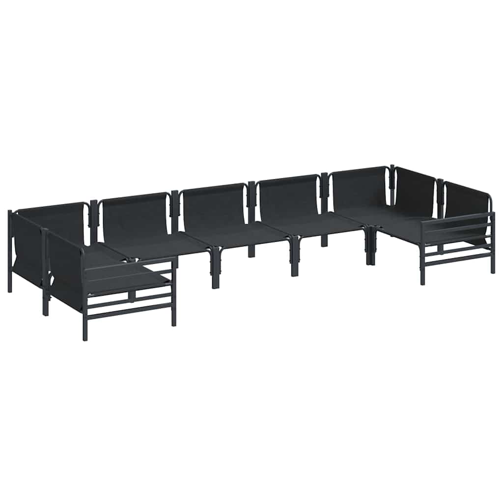 vidaXL Zestaw Sof na Ogród z poduszką 7 pcs Czarny Stal