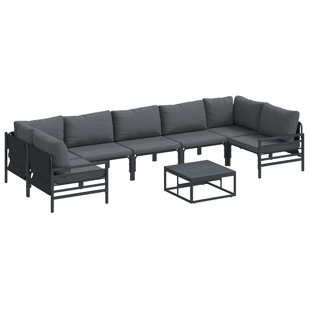 vidaXL Zestaw Sof na Ogród z poduszką 8 pcs Czarny Stal