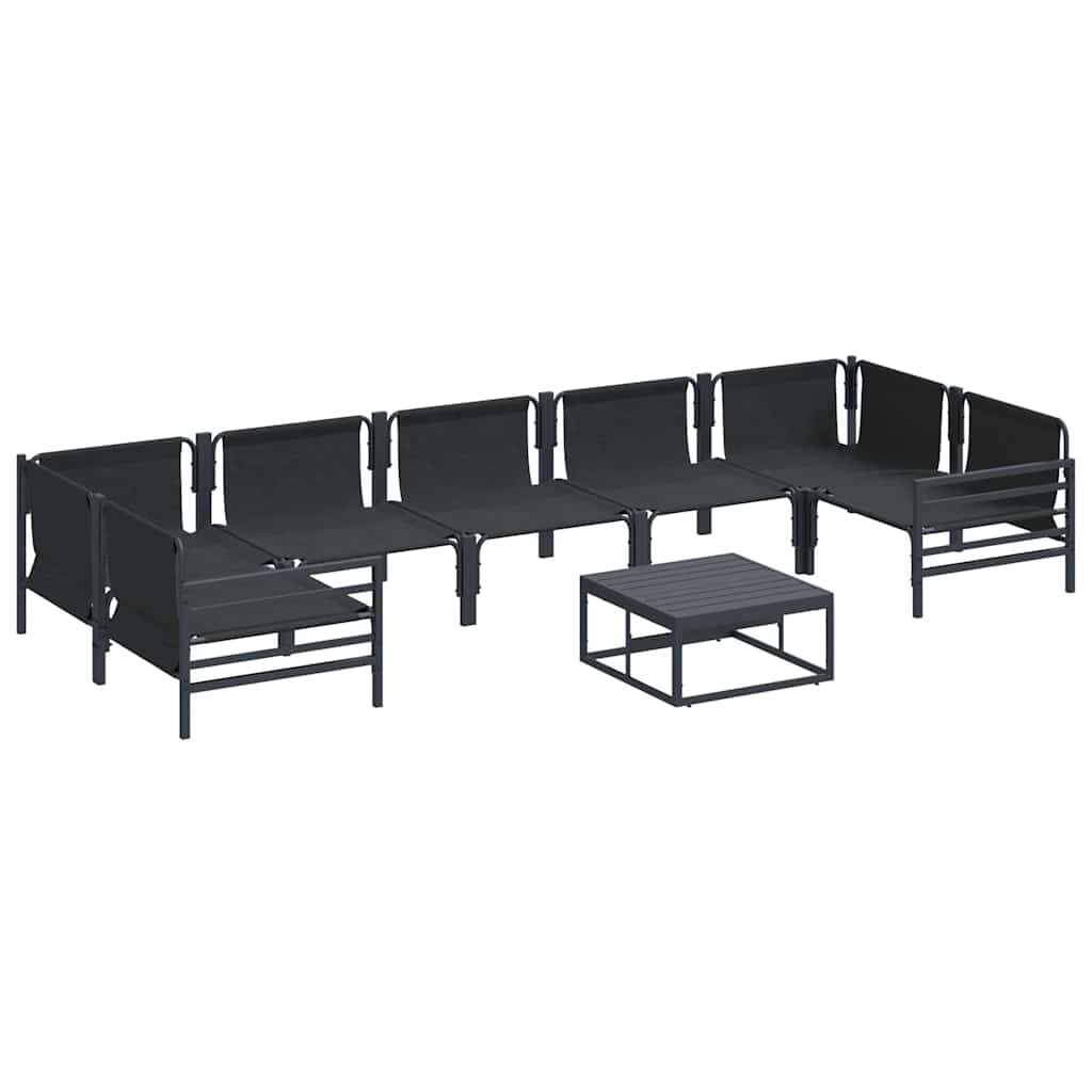 vidaXL Zestaw Sof na Ogród z poduszką 8 pcs Czarny Stal