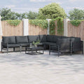 vidaXL Zestaw Sof na Ogród z poduszką 8 pcs Czarny Stal