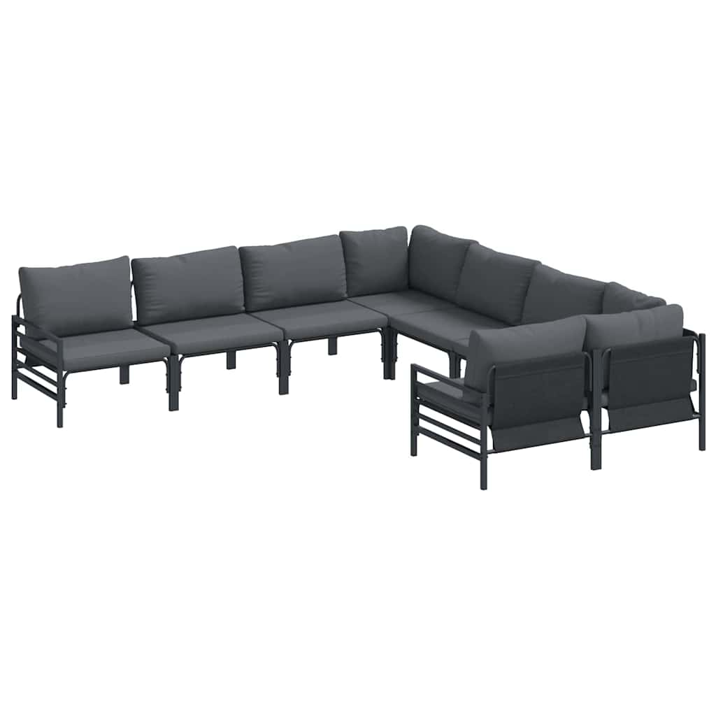 vidaXL Zestaw Sof na Ogród z poduszką 8 pcs Czarny Stal