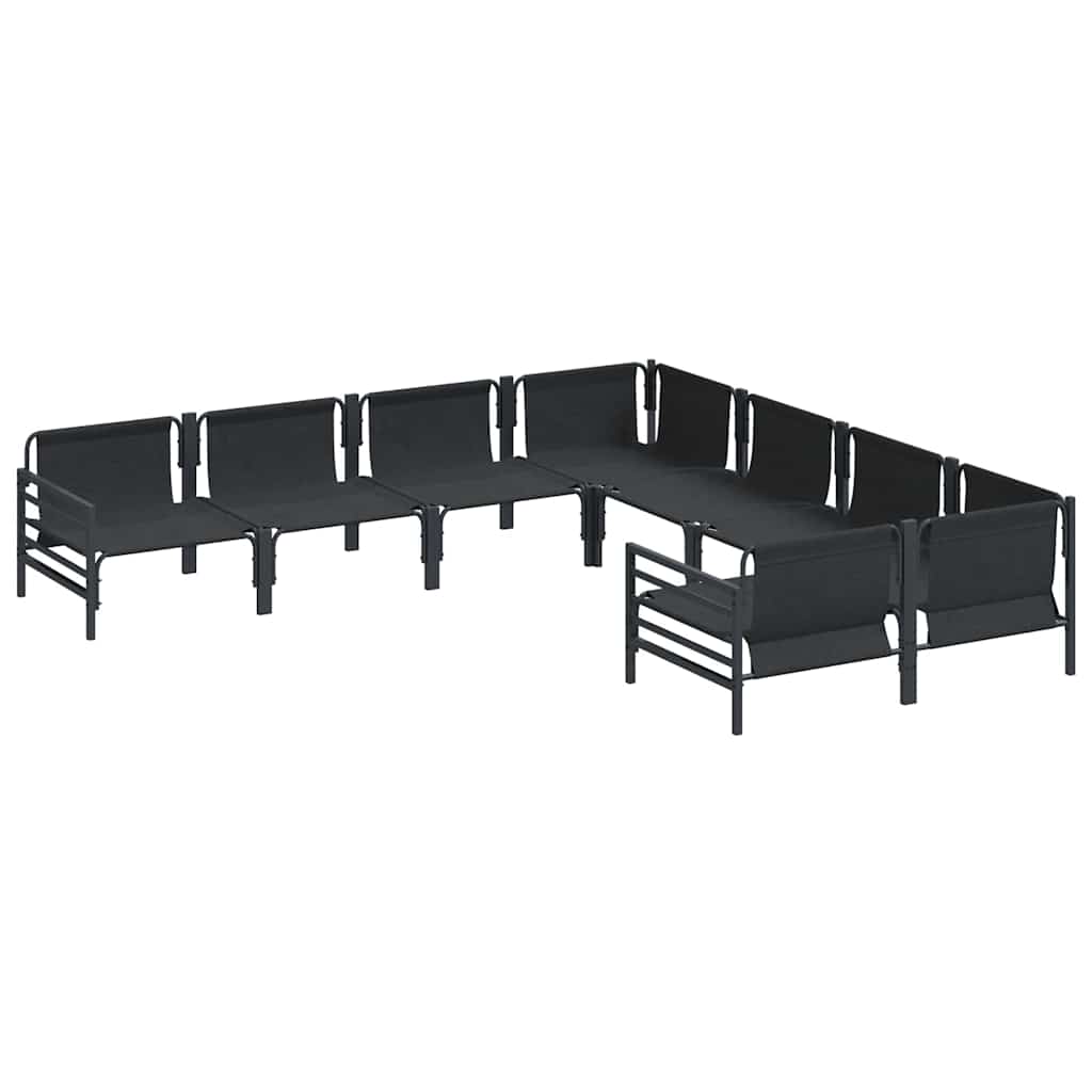 vidaXL Zestaw Sof na Ogród z poduszką 8 pcs Czarny Stal