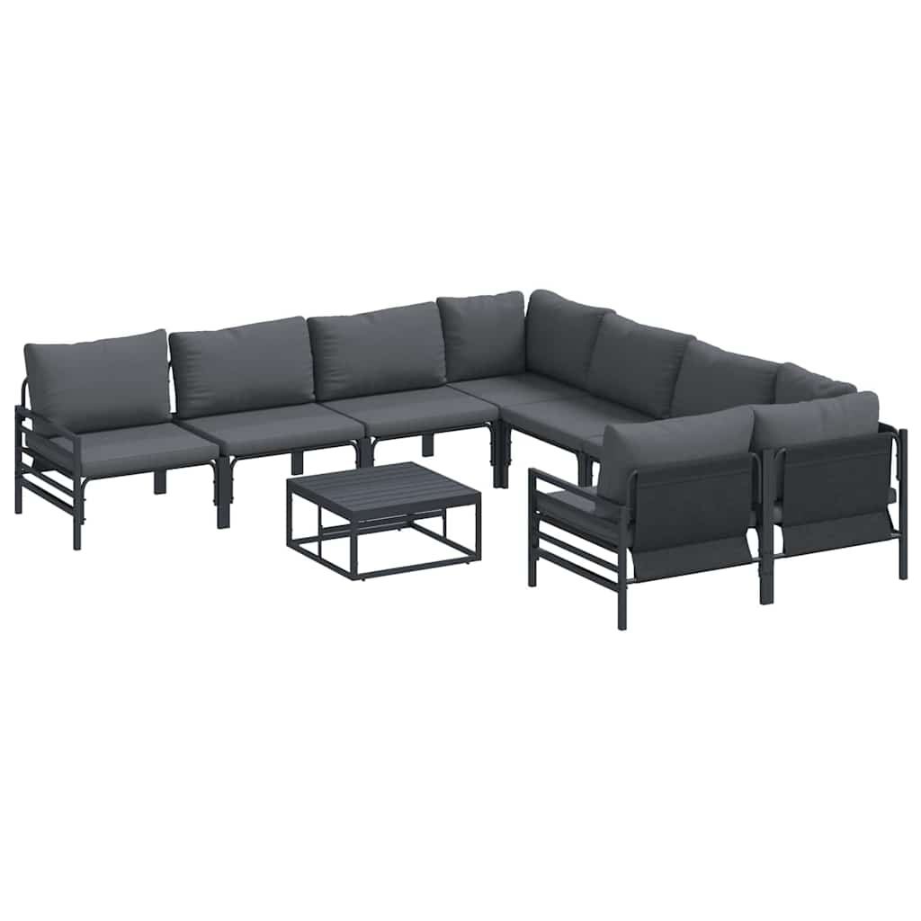 vidaXL Zestaw Sof na Ogród z poduszką 9 pcs Czarny Stal