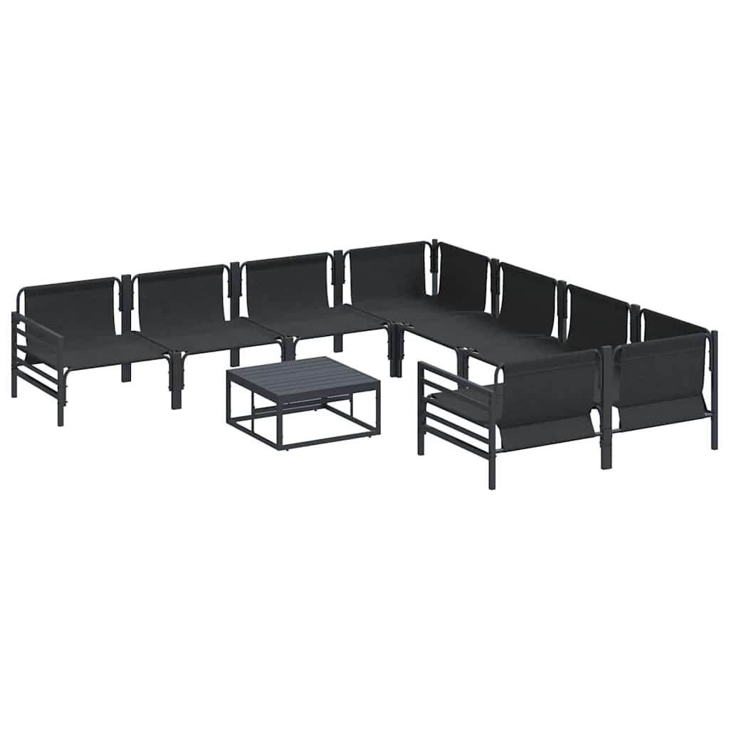 vidaXL Zestaw Sof na Ogród z poduszką 9 pcs Czarny Stal