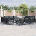 vidaXL Zestaw Sof na Ogród z poduszką 12 pcs Czarny Stal