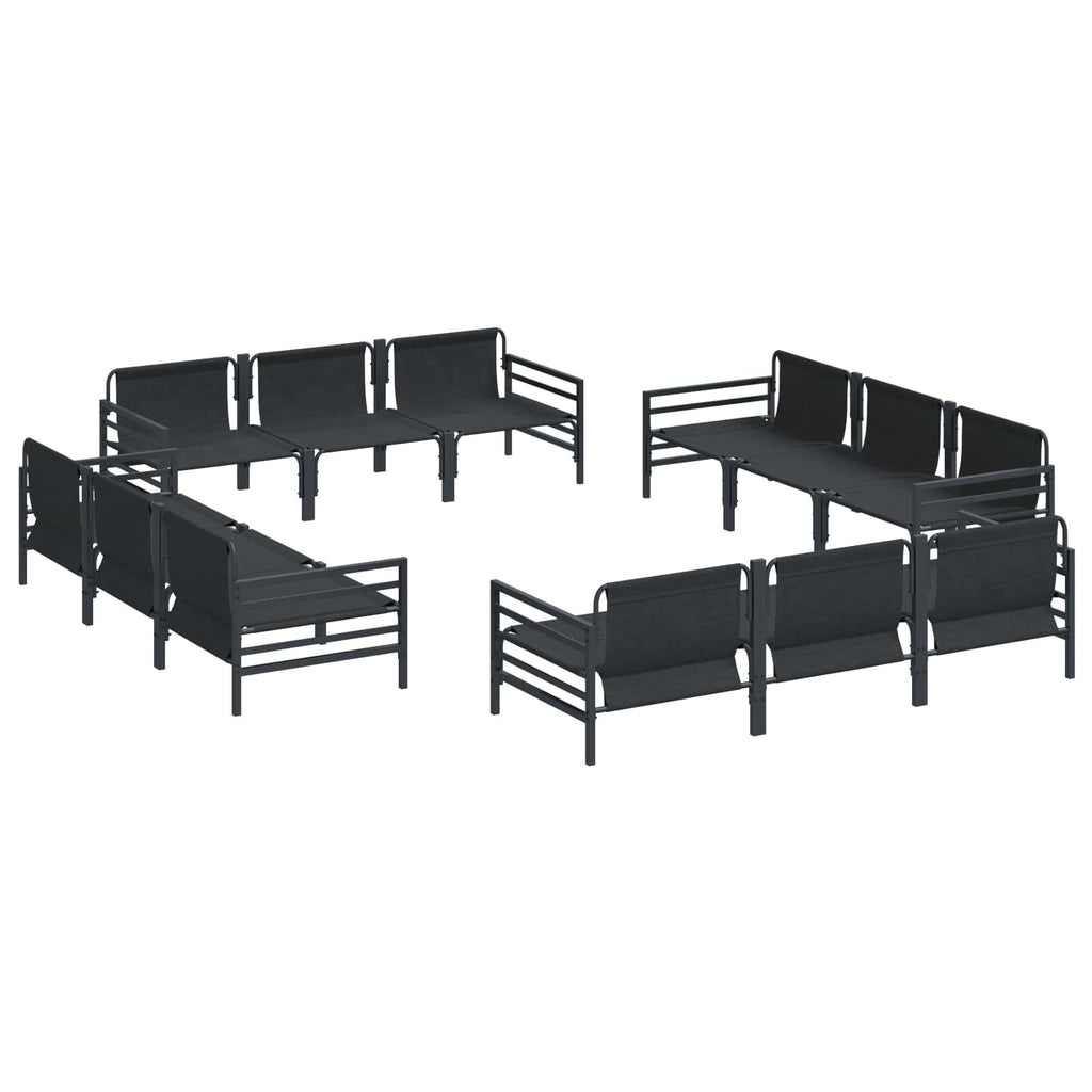 vidaXL Zestaw Sof na Ogród z poduszką 12 pcs Czarny Stal