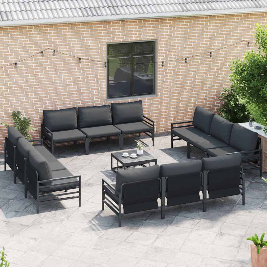 vidaXL Zestaw Sof na Ogród z poduszką 13 pcs Czarny Stal