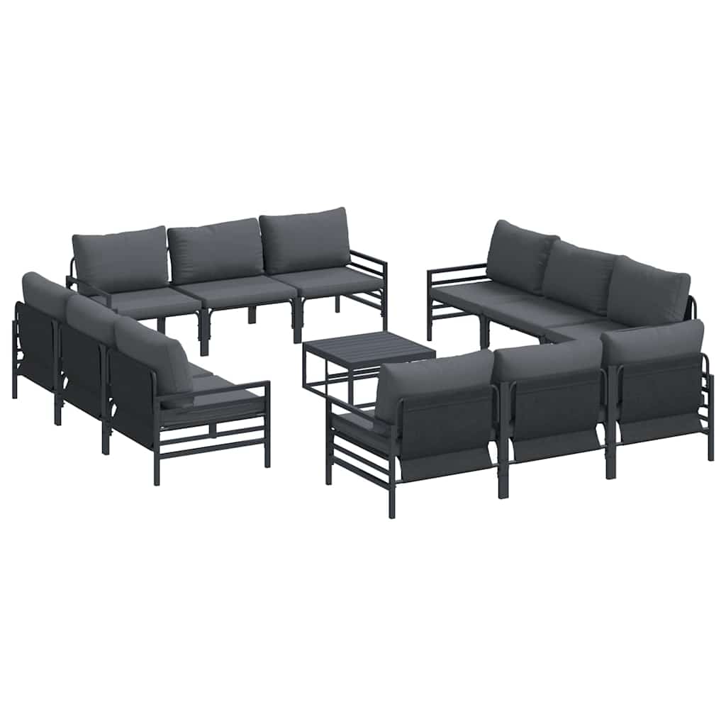 vidaXL Zestaw Sof na Ogród z poduszką 13 pcs Czarny Stal