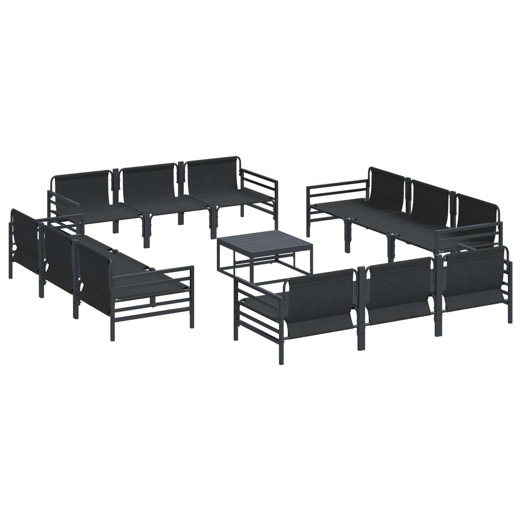vidaXL Zestaw Sof na Ogród z poduszką 13 pcs Czarny Stal