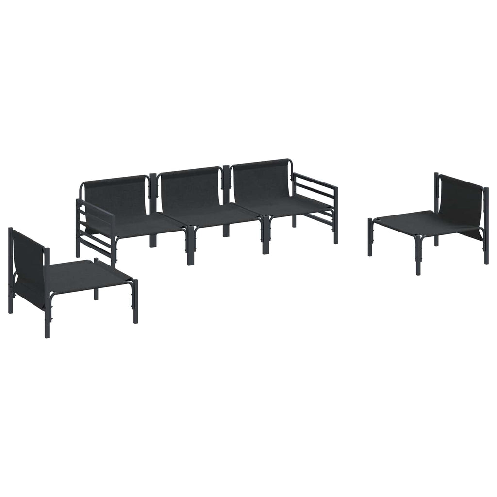 vidaXL Zestaw Sof na Ogród z poduszką 5 pcs Czarny Stal