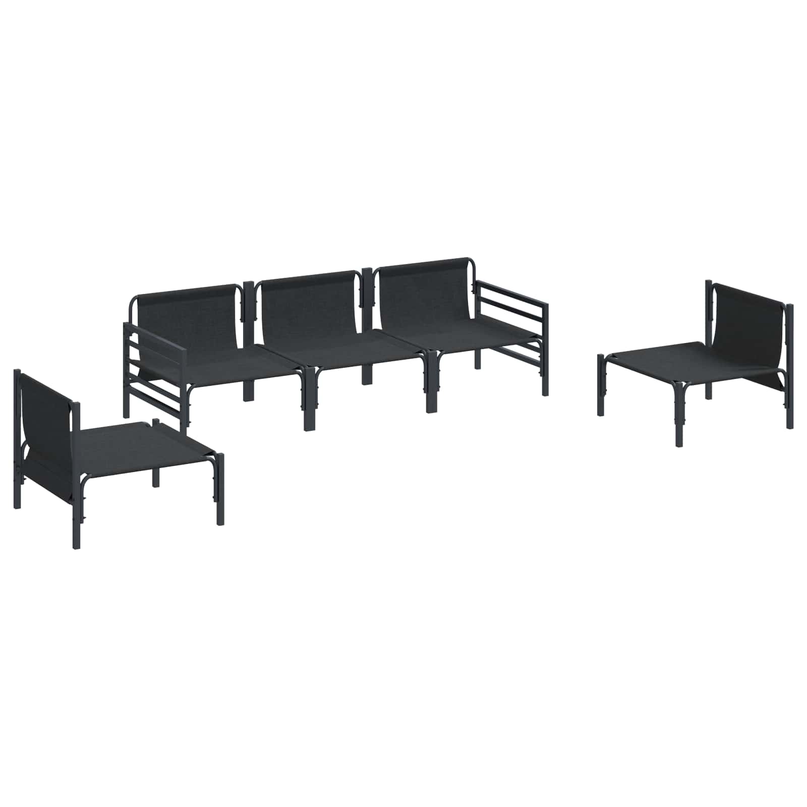vidaXL Zestaw Sof na Ogród z poduszką 5 pcs Czarny Stal