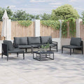 vidaXL Zestaw Sof na Ogród z poduszką 6 pcs Czarny Stal