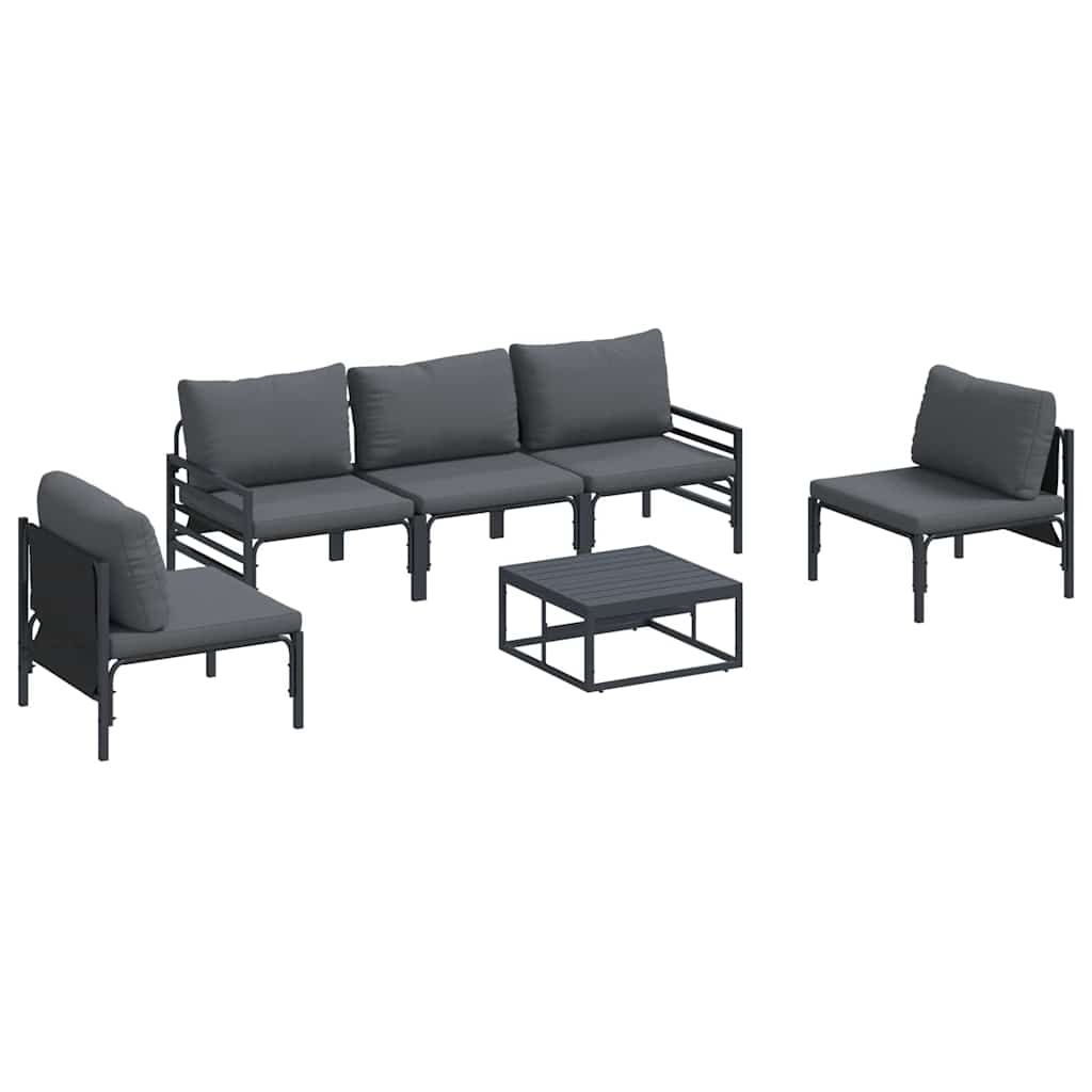 vidaXL Zestaw Sof na Ogród z poduszką 6 pcs Czarny Stal