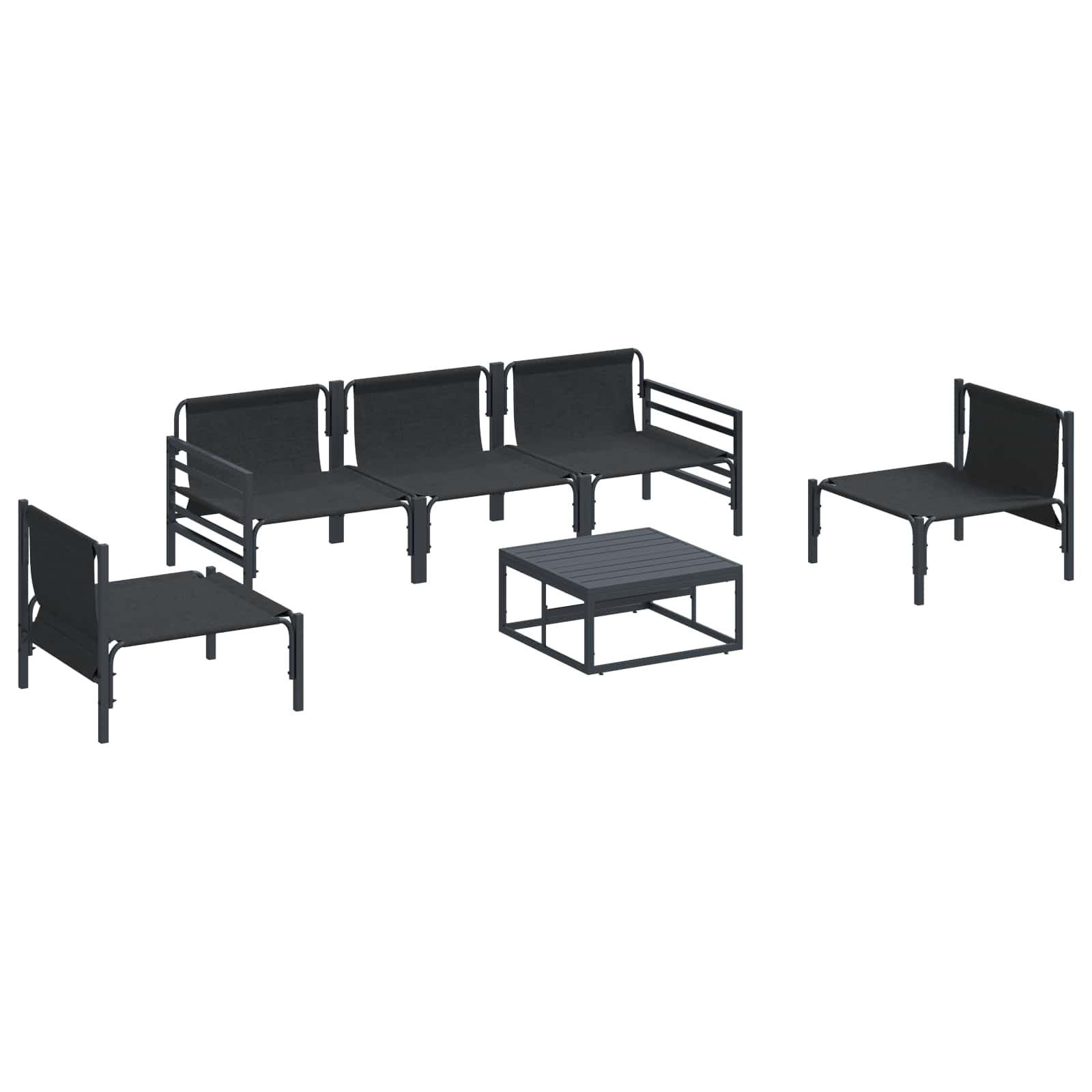 vidaXL Zestaw Sof na Ogród z poduszką 6 pcs Czarny Stal