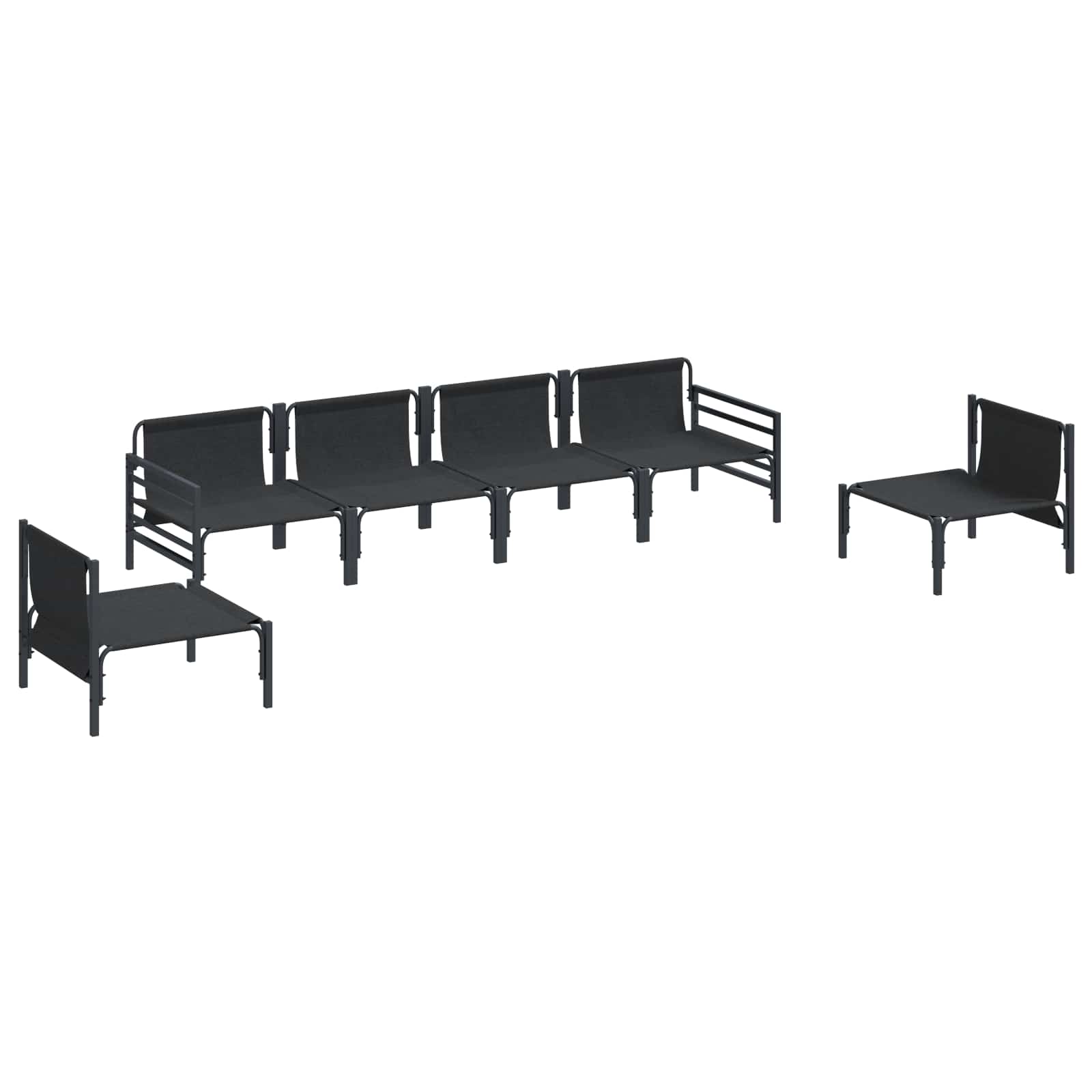 vidaXL Zestaw Sof na Ogród z poduszką 6 pcs Czarny Stal